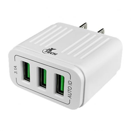Adaptador de corriente pared Xtech 3 puertos USB