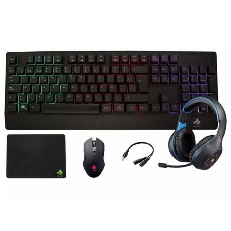 Combo Eagle Warrior Rhino 5 en 1 RGB negro y azul