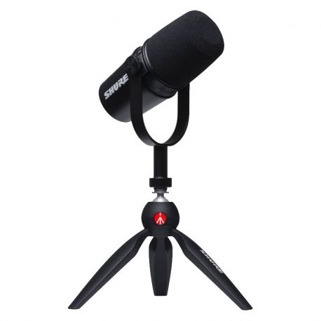 Micrófono Podcast Kit Shure MV7 XLR / USB trípode