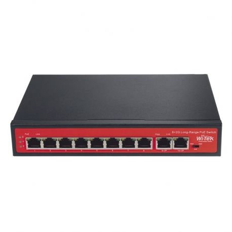 Switch Wi-Tek de 8 puertos PoE 10/100 + 2 puertos