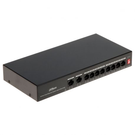 Switch Dahua PoE 8p 10/100 + 2 Gigabit 65W