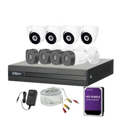 Kit Dahua 8 cámaras 1080p IP67 grabador 8CH, 1TB