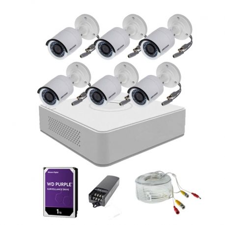 Kit Hikvision 6 cámaras bullet 2MP grabador 8CH