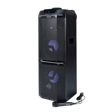 Parlante Aiwa 800W PMPO + micrófono bluetooth LED