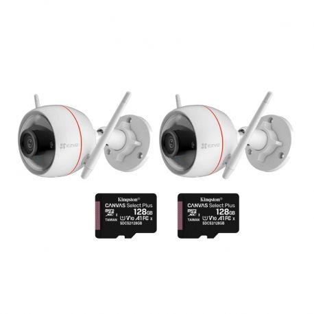 Kit Ezviz cámaras C3W Pro 4MP WiFi + MicroSD 128GB