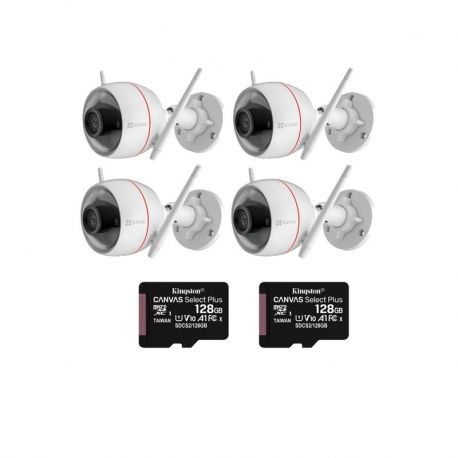 Kit de 4 cámras Ezviz C3w Pro 2mp Wi-Fi SD 128GB