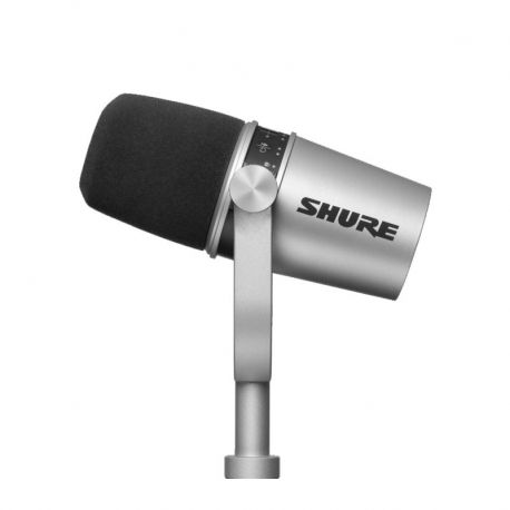 Micrófono Podcast Shure MV7 salidas USB y XLR gris