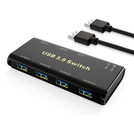 Hub Ablewe USB 3.0 4 Puertos USB Botón/2 Cables