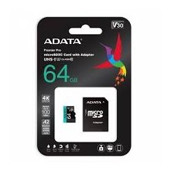 MEMORIA MICRO SD 64GB ADATA 4K V30 AUSDX64GUI3V30S