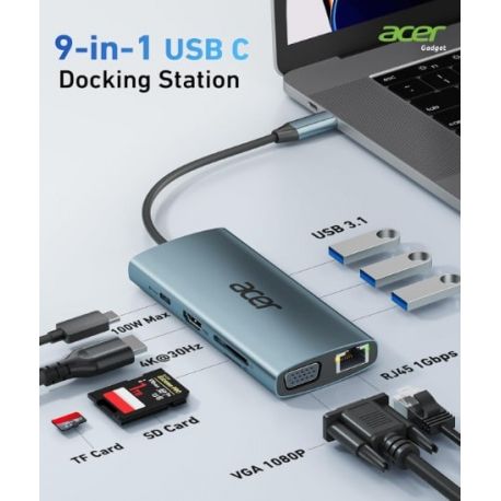 Adaptador ACER 9 en 1 USB TIPO C