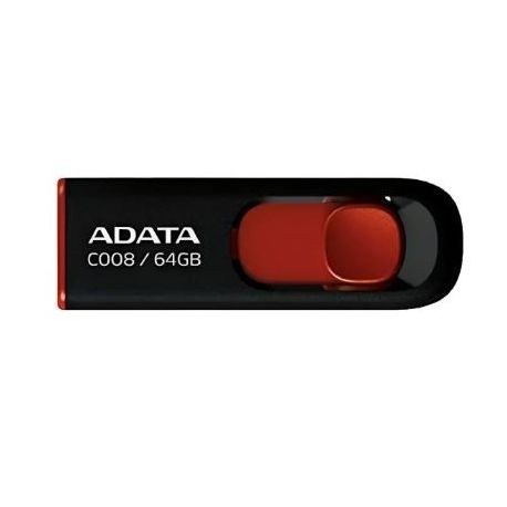 MEMORIA USB 64GB 2.0 ADATA BLACK+RED AC008-64G-RKD