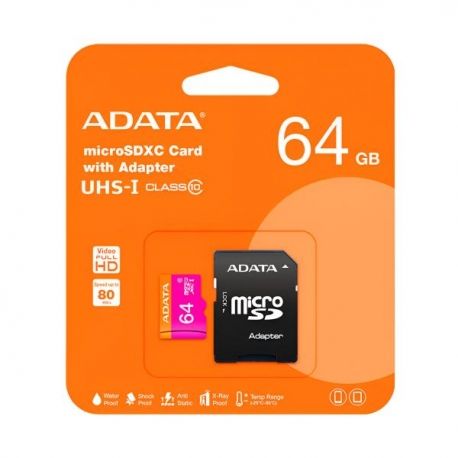 MEMORIA MICRO SD 64GB CLASE 10 ADATA