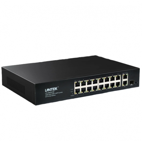 Switch Lantek 16 FE PoE++ / 2GE + 1SFP uplink