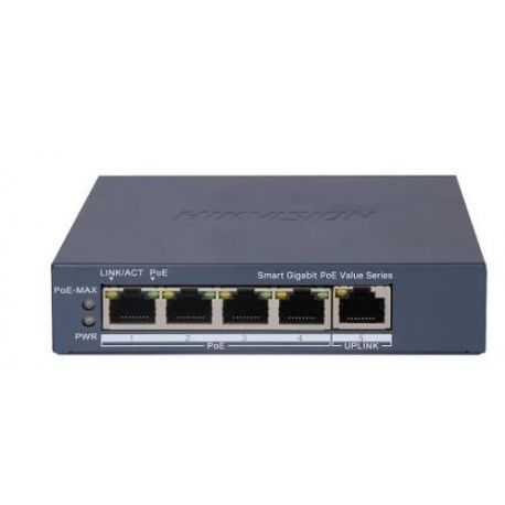 Switch Gigabit PoE+, Administrable, 4 Puertos Giga