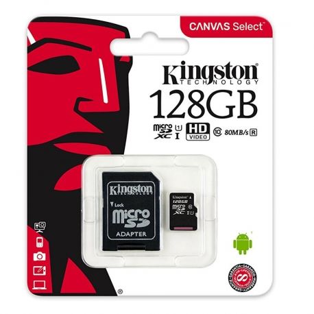 Tarjeta Micro SD Kingston Canvas 128GB UHS-I 180MB