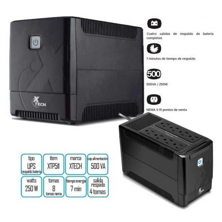 Batería UPS Xtech XTP-511 250W 500VA 115V 8 Tomas