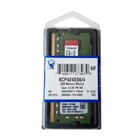 Memoria RAM Kingston 4GB DDR4 SODIMM 2400MHz 1.2V