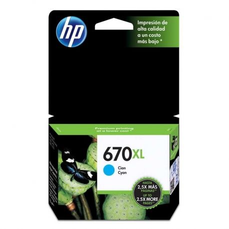Cartuchos Tinta HP 670Xl Cian Tintado Original