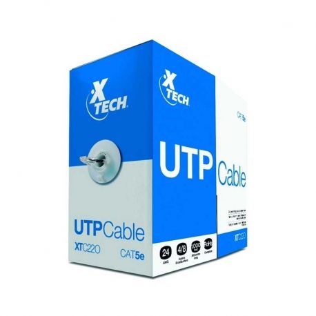 Caja de Cable UTP Xtech 305m Cat5E 24AWG RoHS Gris