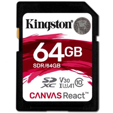 Memoria SD Kingston Canvas React 64GB Clase 10