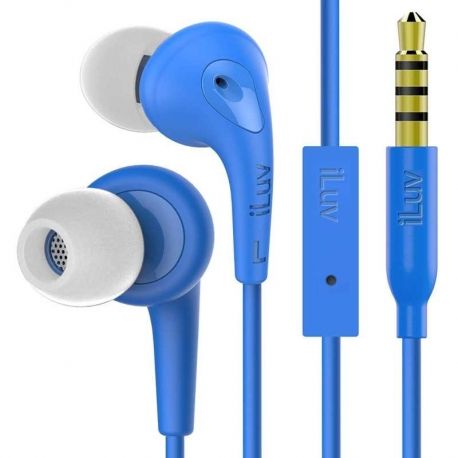 Audifono iLuv Cableado Azul Boton Para El Oido
