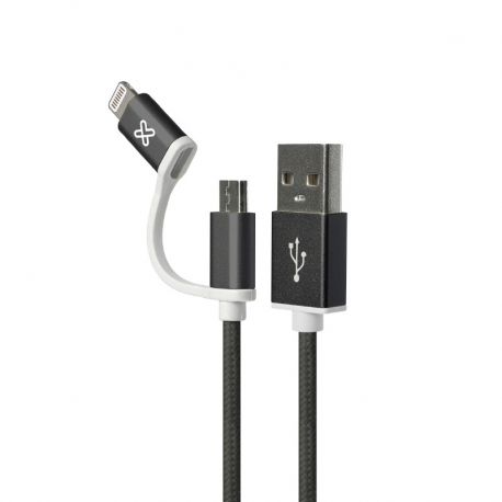 Cable 2 en 1 Klip Xtreme KAC-210BK USB Apple 1m
