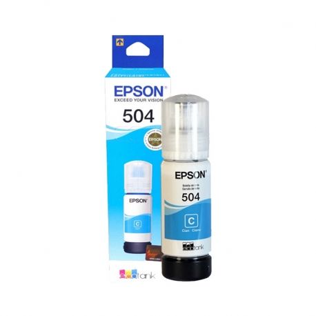 Botella de tinta Epson 504 original color cyan