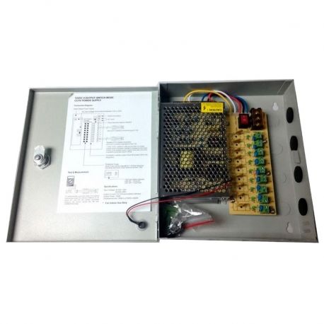 Fuente de poder Dahua 12v 10 anperios 9 salidas
