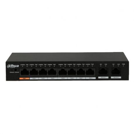 Switch Dahua PoE Fast Ethernet de 8 puertos